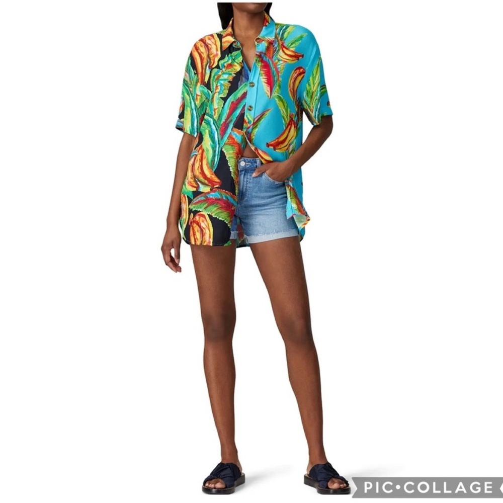 Farm Rio XS Mixed Banana Boy Button Down Shirt Multicolored